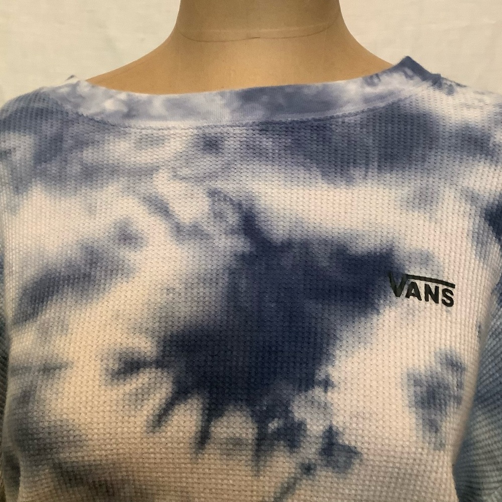 Vans Women’s Small White and Blue Tie-Dye Long Sleeved Top - Picture 5 of 6